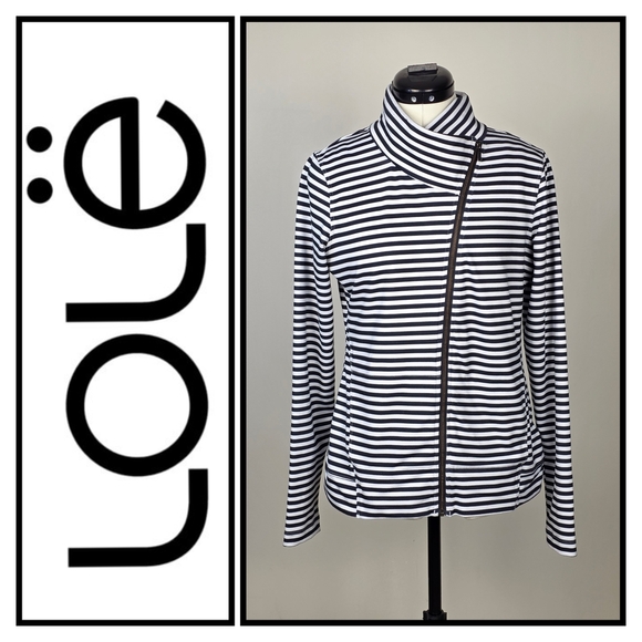 Lole Jackets & Blazers - Lolë – Striped Zip-Up Jacket with High Collar